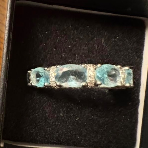 925 silver 4 carat aquamarine eternity band by Italo - Picture 2 of 3